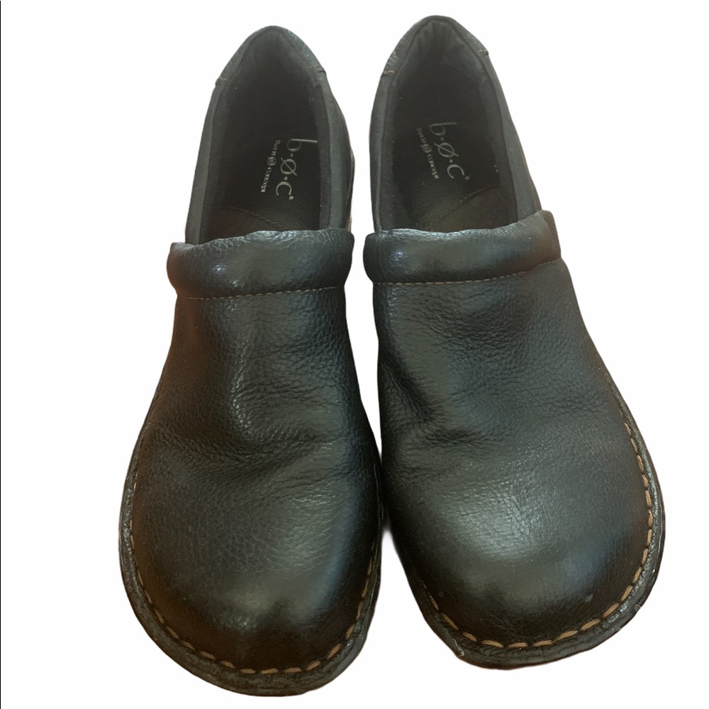 B.O.C. Black Pebbled Leather Peggy Clog Sz 8 US Sz 39 EUR